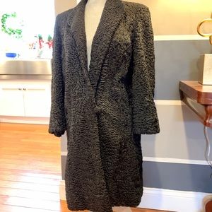 Vintage Black Persian Curly Lamb Fur Coat sz S